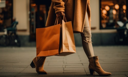 a woman holding a shopping bag