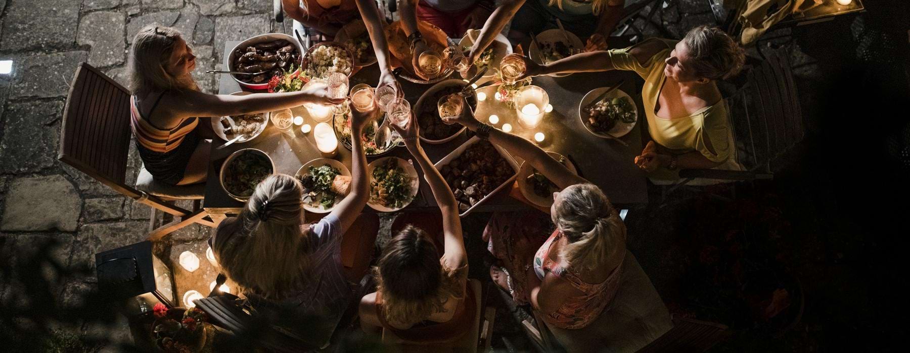 a group of people around a table