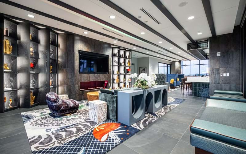 Clubroom with bar and flat screen tvs
