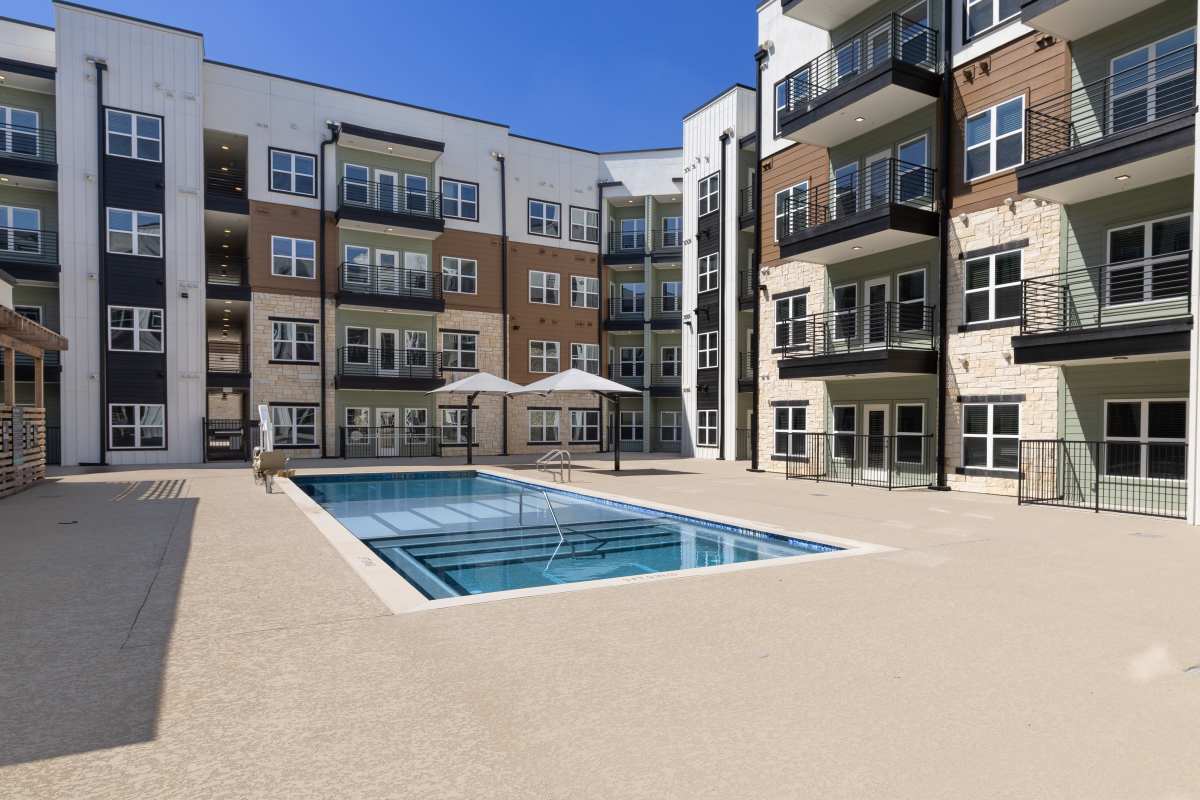 Sparkling pool at Henderson on Reinli in Austin, Texas