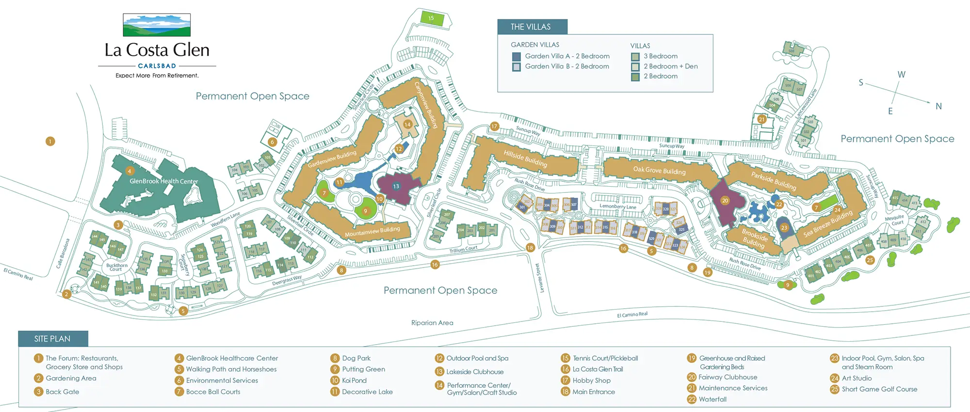 A map of the La Costa Glen grounds
