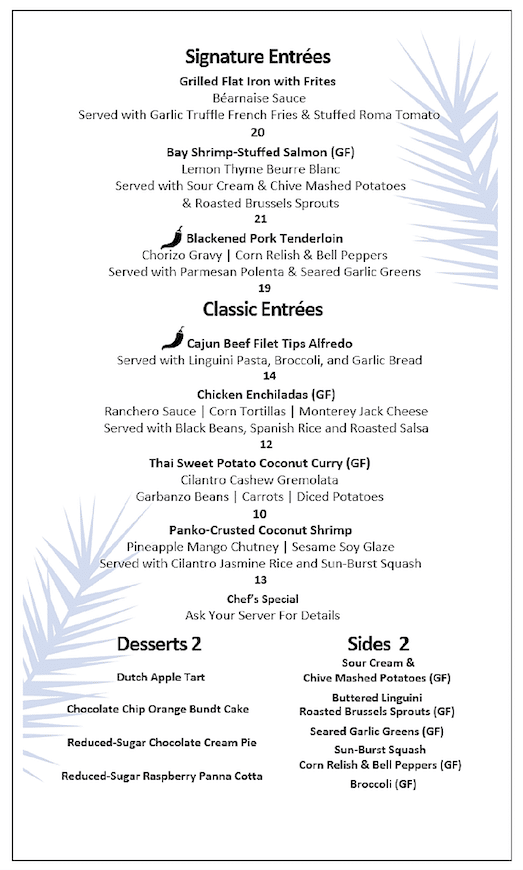 Monterey Dining menu page 2