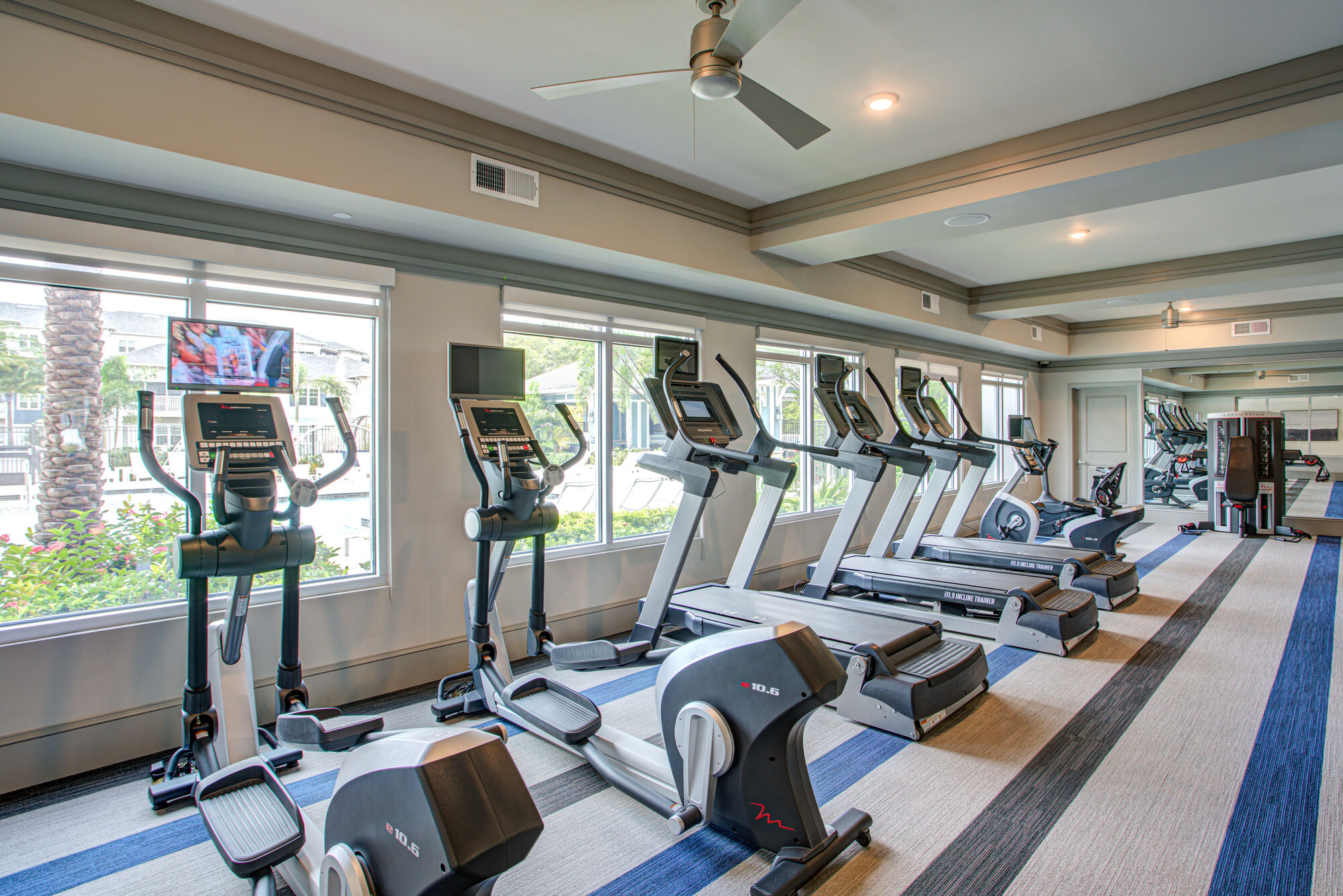 Fitness center with cardio machines
