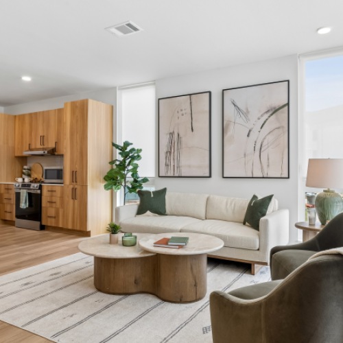 2-Bedroom Living Room with 9-Foot Ceilings Throughout