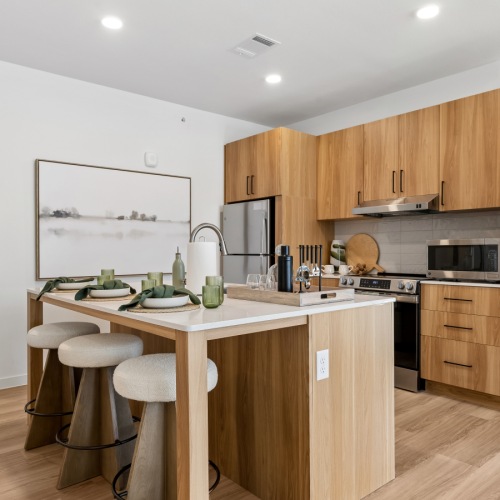 2-Bedroom Kitchen with Stylish High-End Upper Cabinetry