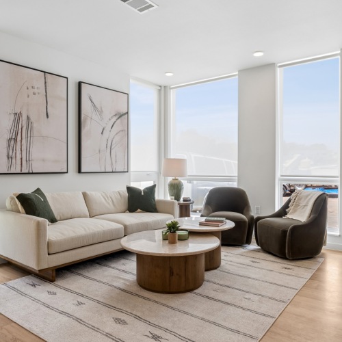 2-Bedroom Living Room with 9-Foot Ceilings Throughout and Vinyl Plank Floors 