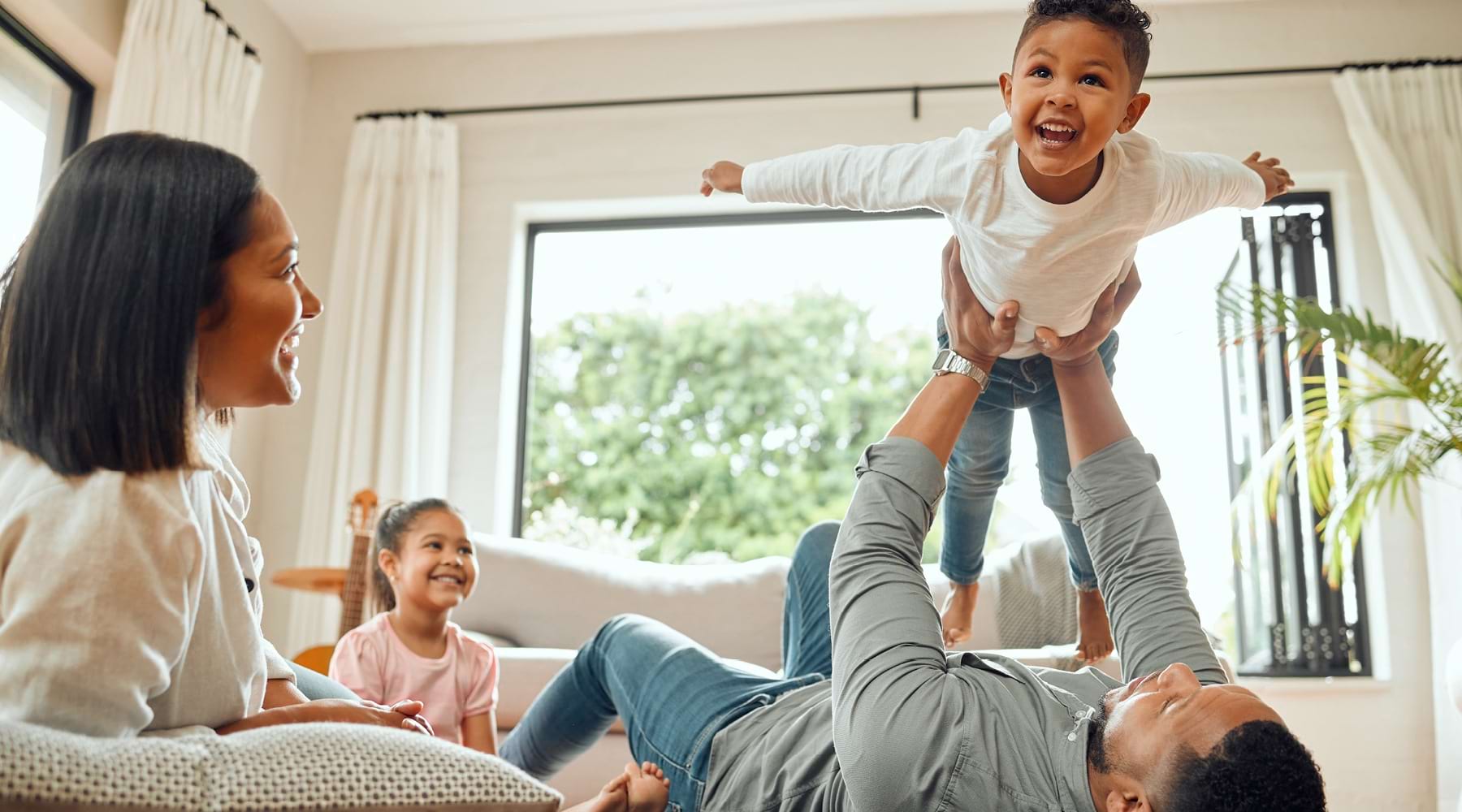 a family playing at home