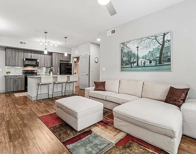 open kitchen and spacious living
