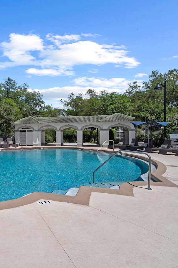 the swimming pool at the residence at dusk