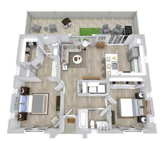 2 bed 2 bath floor plan at Avilla Western Garden, Phoenix, AZ 85307