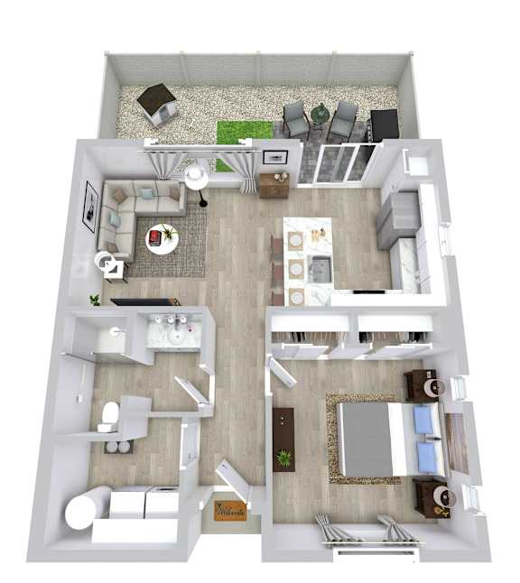 1 bed 1 bath floor plan at Avilla Western Garden, Phoenix, AZ 85307