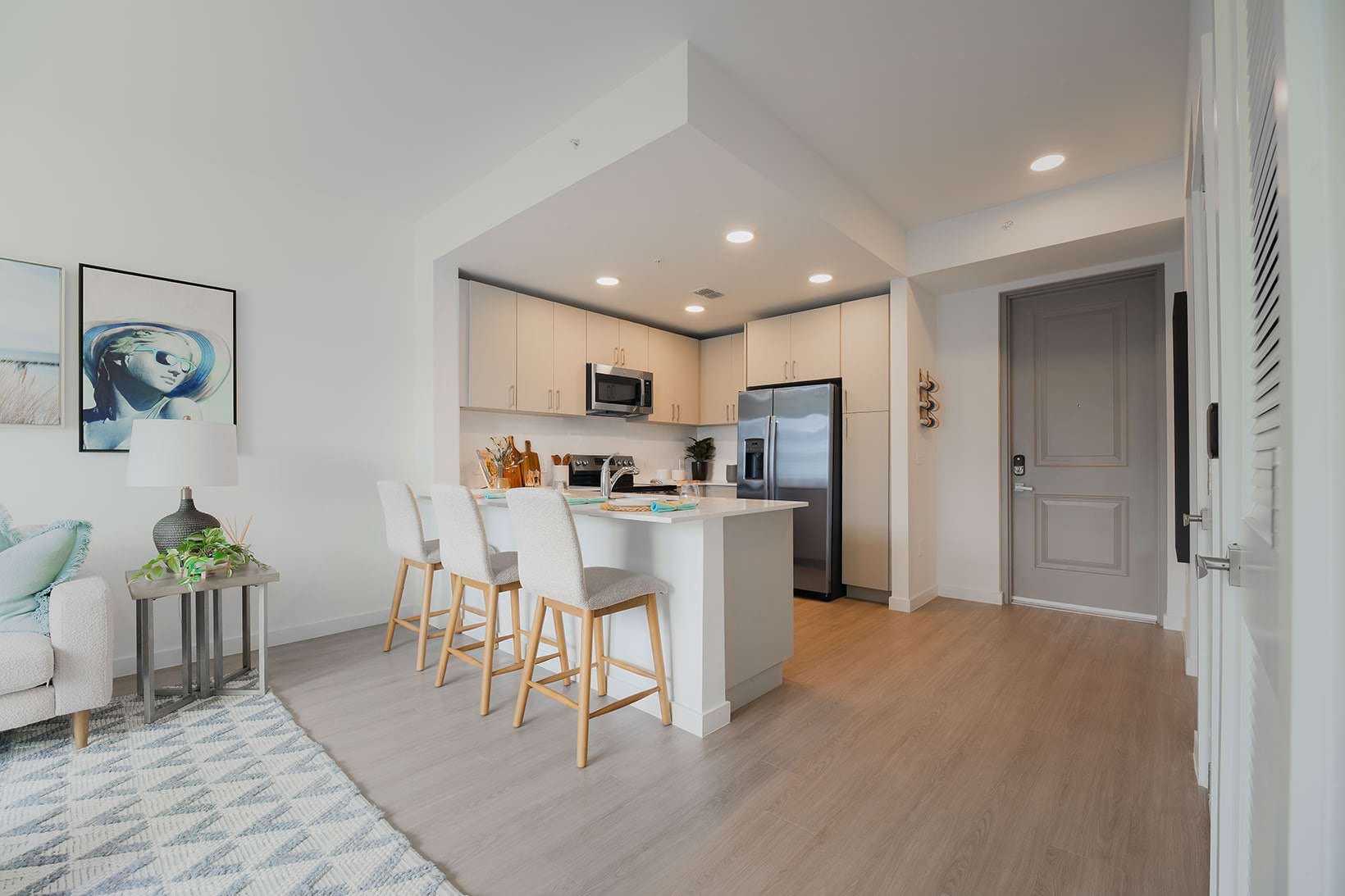 kitchen with recessed lighting
