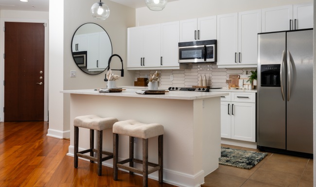 Well-lit kitchen with ample counter space