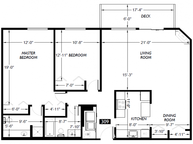 2 Bedroom Floor Plan