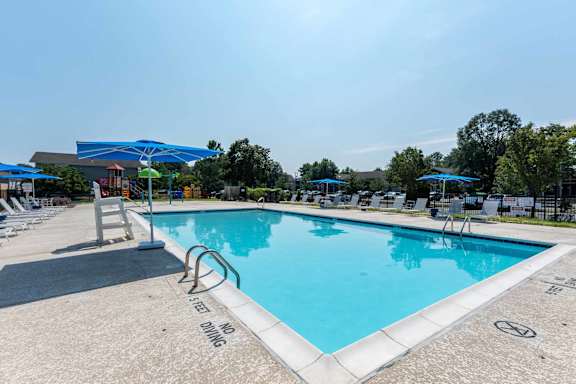 A swimming pool at the beautiful apartment community, Addison at Princeton Meadows in Plainsboro, New Jersey