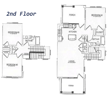 Three Bedroom / Two Bath TH - 1,245 Sq. Ft.*