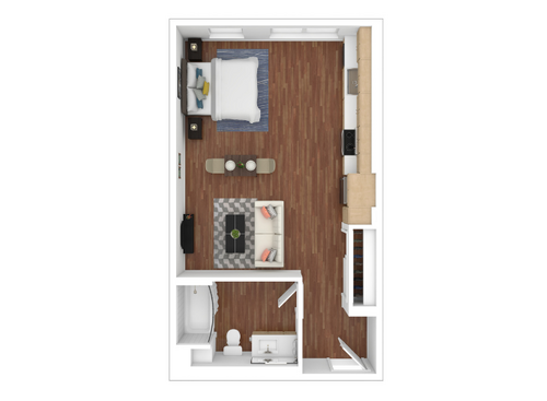 Studio: Beds - Studio: Baths - 1: SqFt Range - 484 to 523