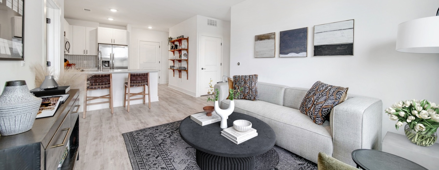 Living room with a couch and coffee table