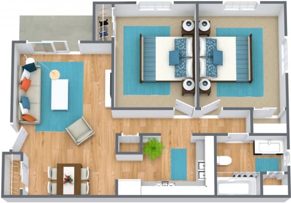 a floor plan of a house with a bedroom and a living room