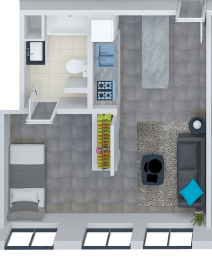 a floor plan of our studio apartment at riviera palms