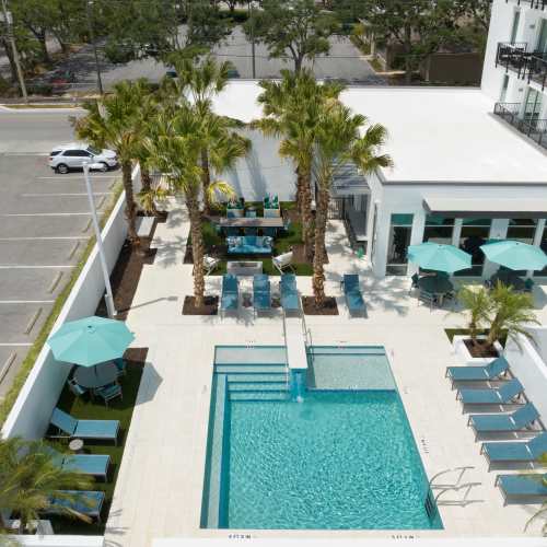 Resort-style swimming pool at RainDance in Winter Haven, Florida