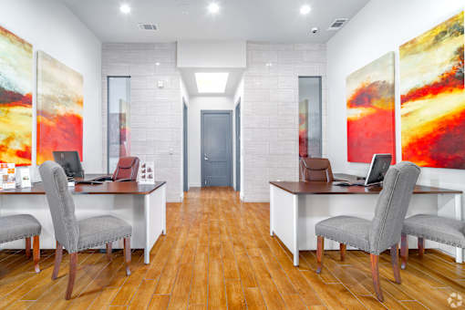 An image of the modern interior of the leasing center, where your journey with Encore 281 begins