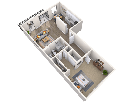 Floorplan, 1bed, 1bath, 780 sq. ft. Pelican 3