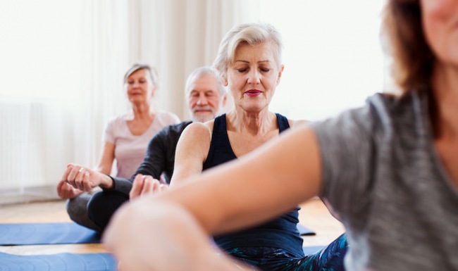 ladies doing yoga