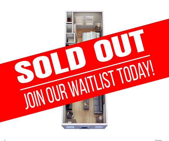 Sold Out Banner over Floorplan Studio - Student Housing Property in Bozeman Montana.
