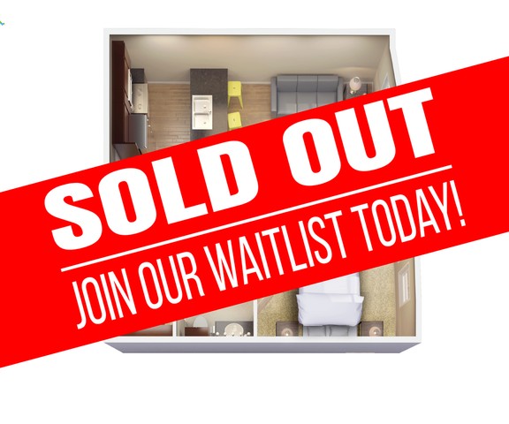 Sold Out Banner over Floorplan 1 bedroom A - Student Housing Property in Bozeman Montana.