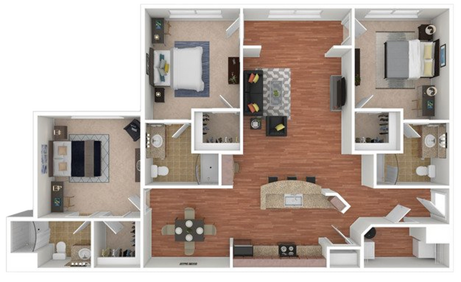 The Union 3-bedroom apartment floor plan in Charlotte, NC
