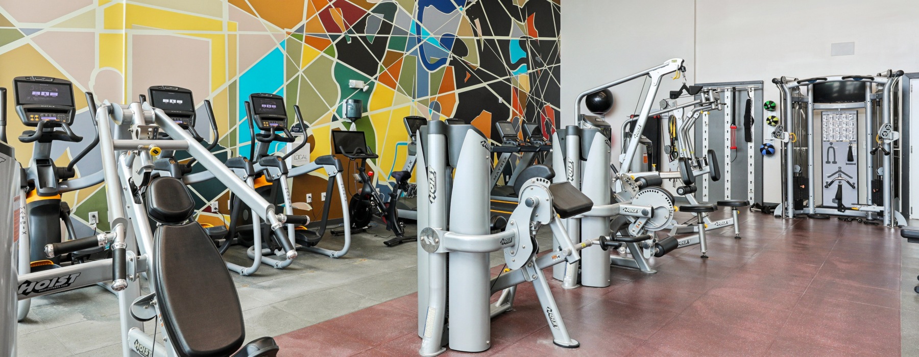 a gym with exercise equipment