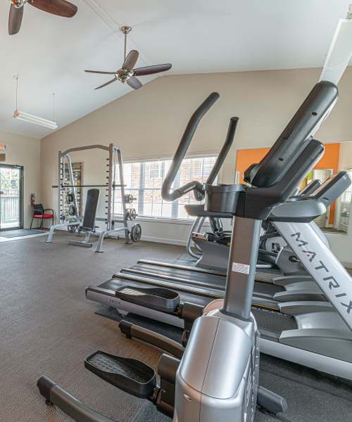 Fitness center at Columbia Crossing Apartments in Columbia, Missouri