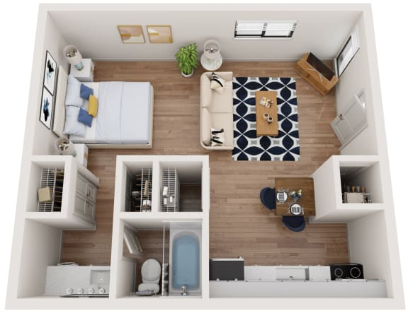1 Bed 1 Bath Floorplan at AVIA Lofts on Victors Way, Ann Arbor, MI, Michigan
