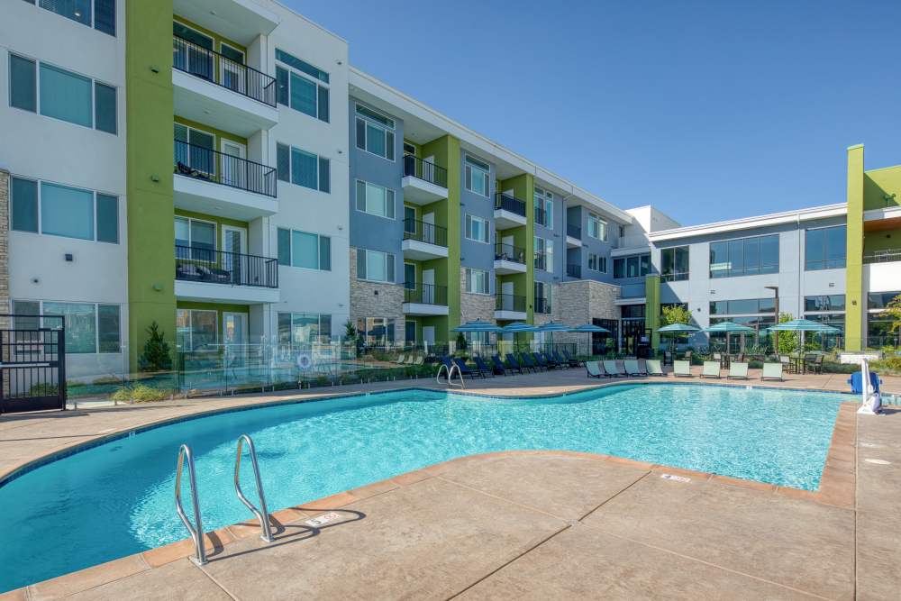 Swimming pool at Zeta Luxury Apartments in Sacramento, California