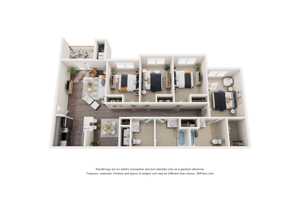 4 Bed / 2.5 Bath  |  1,557 sq ft  |  $1,687