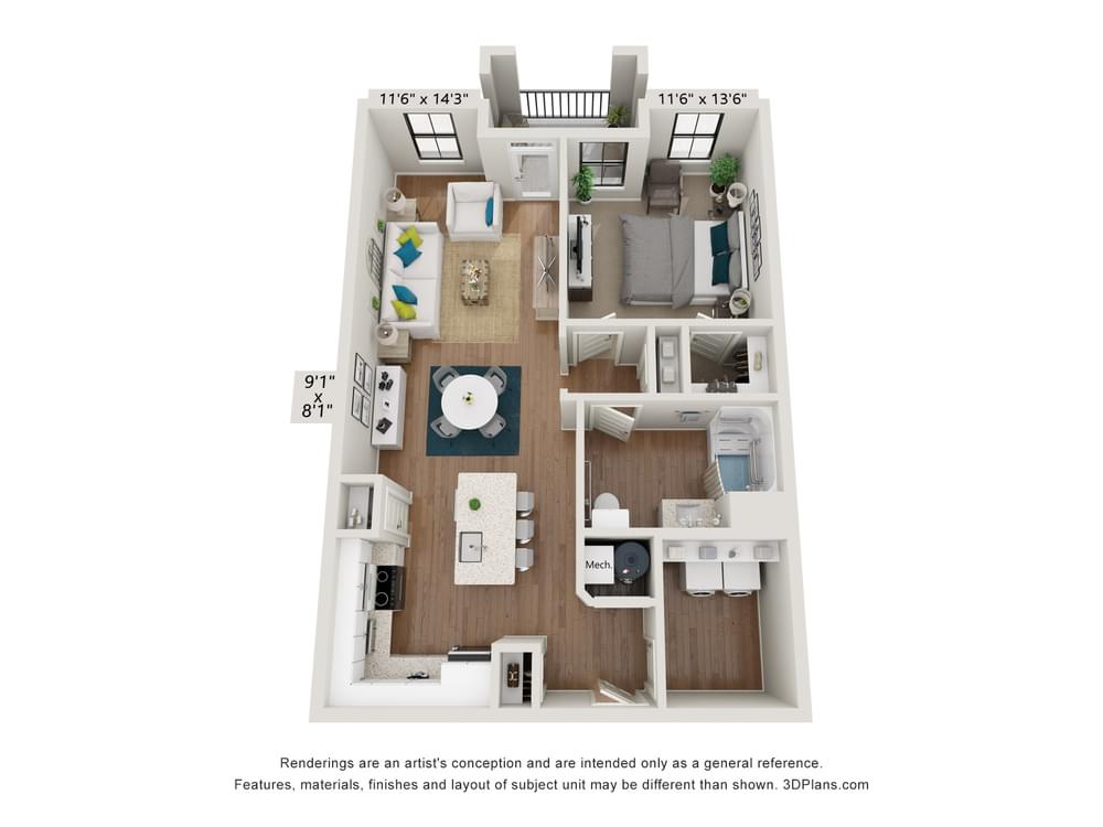 1 Bedroom floor plan