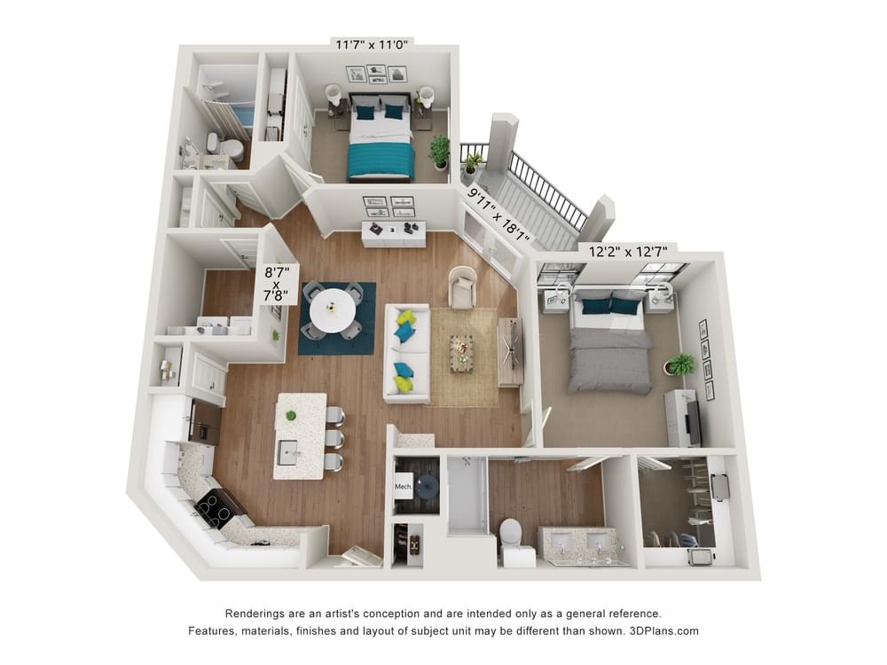 2 Bedroom floor plan