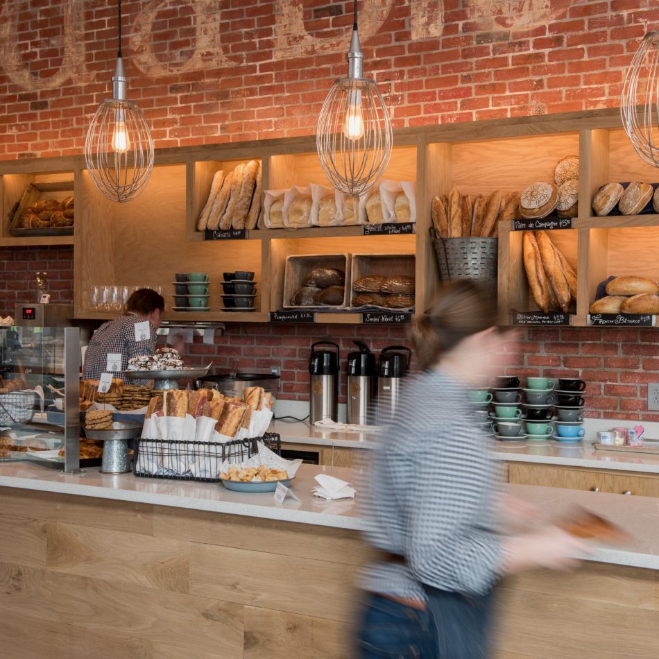 Bakery with unique whisk inspired light fixtures