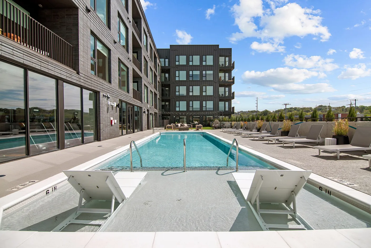 pool with lounge seating