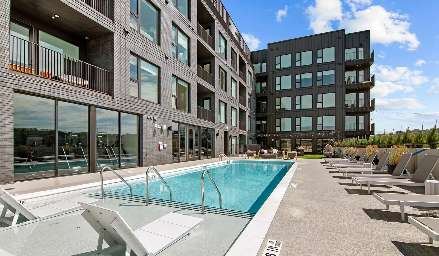 pool with lounge seating