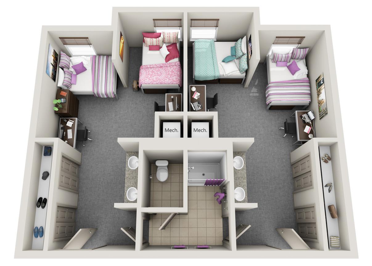 4 Person Suite Haggin Architectural Render