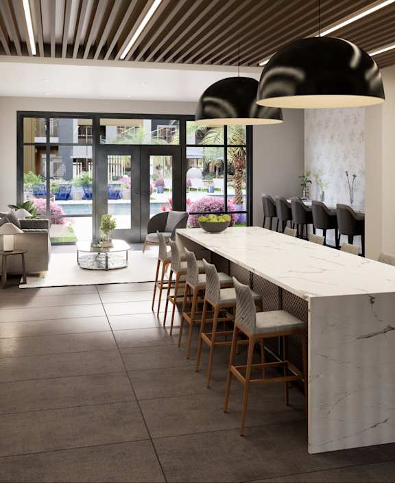 Rendering of the apartment building at The Residences at The Gilmore in Gilbert, AZ