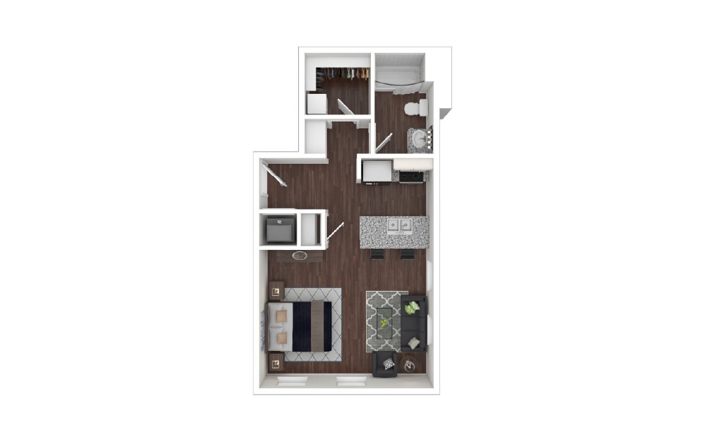 Courier - Studio floorplan layout with 1 bathroom and 555 square feet