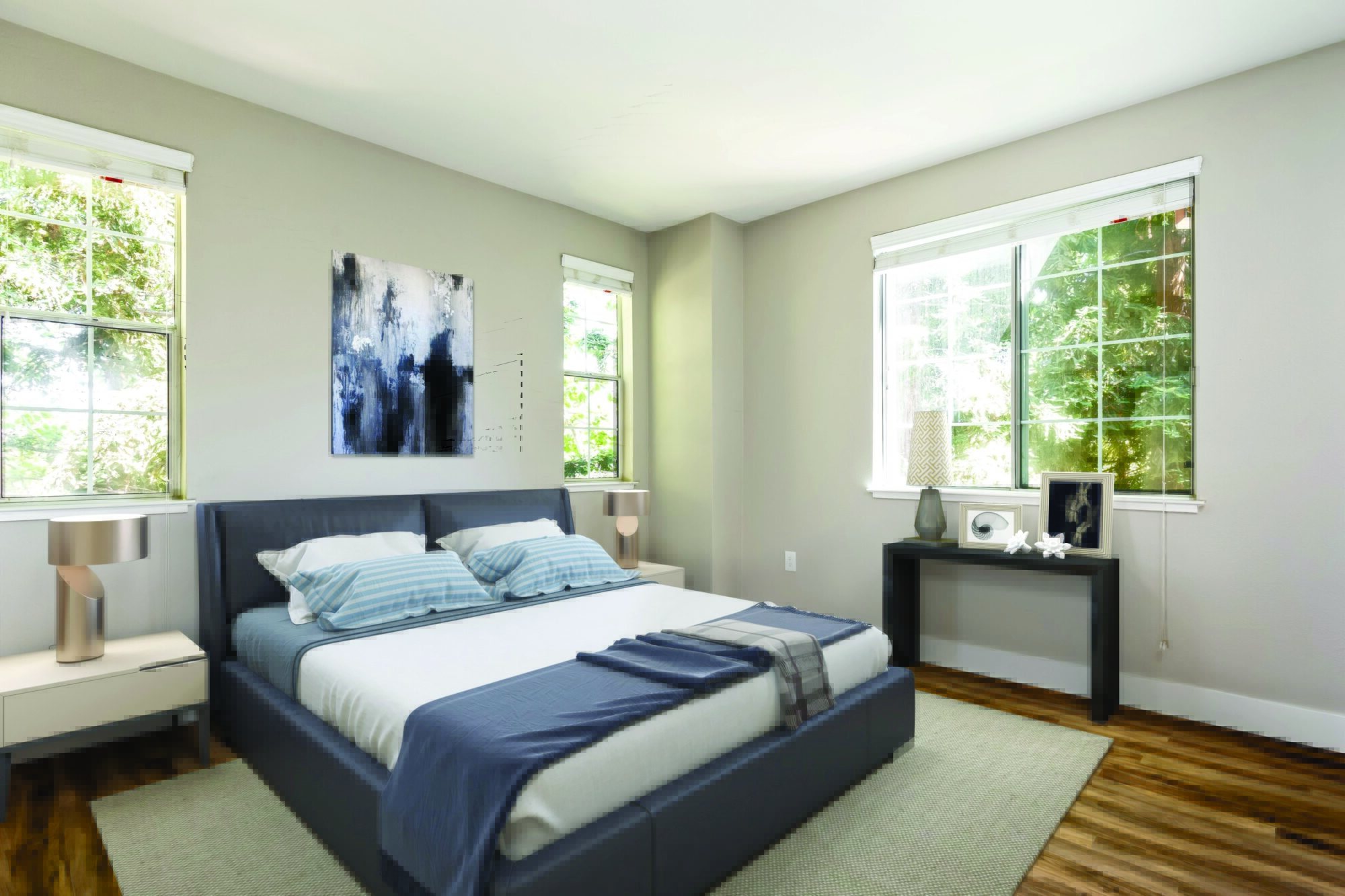 Bedroom with large windows