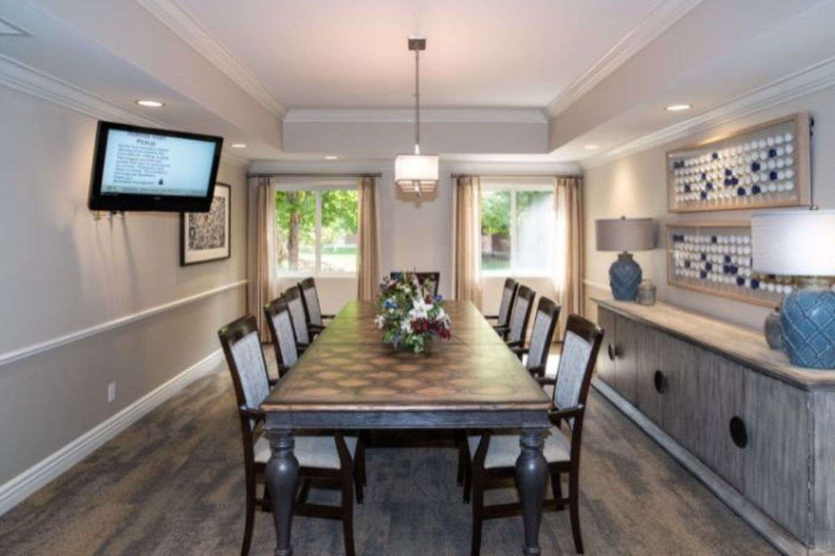Private dining room at Bloomfield Senior Living Community in Omaha Nebraska.