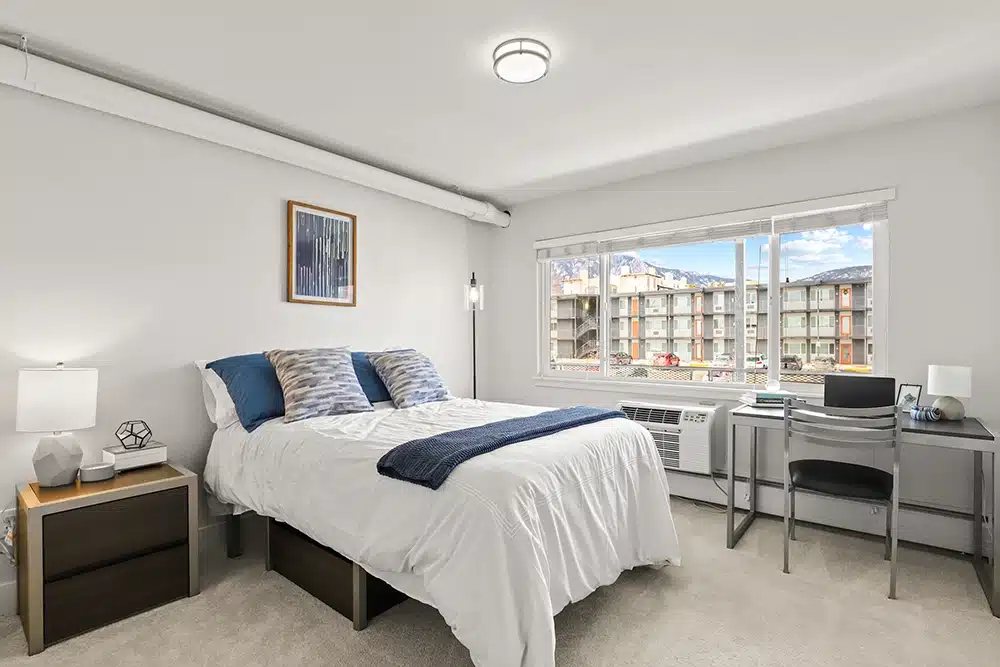bedroom with large window