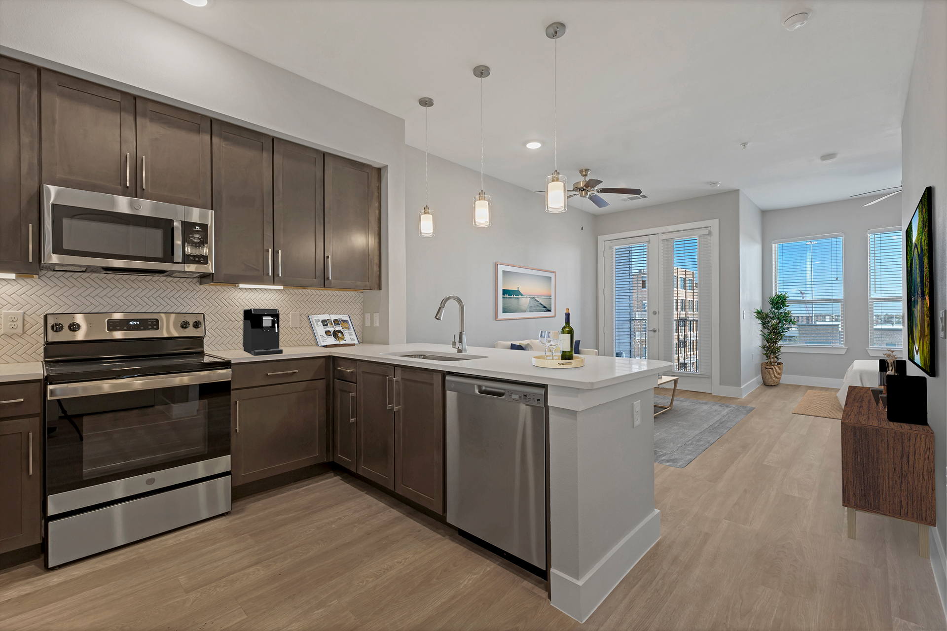 Modern luxury apartment kitchen with sleek design