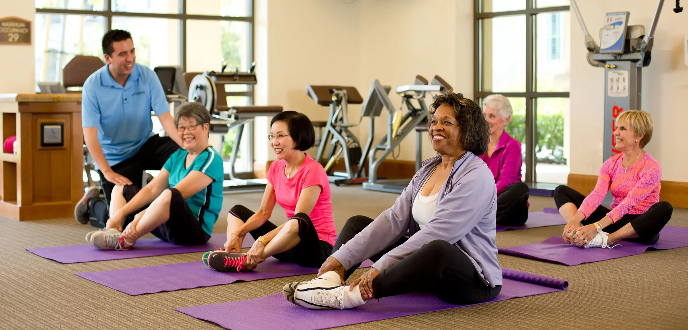 A group of residents doing yoga at Morningside