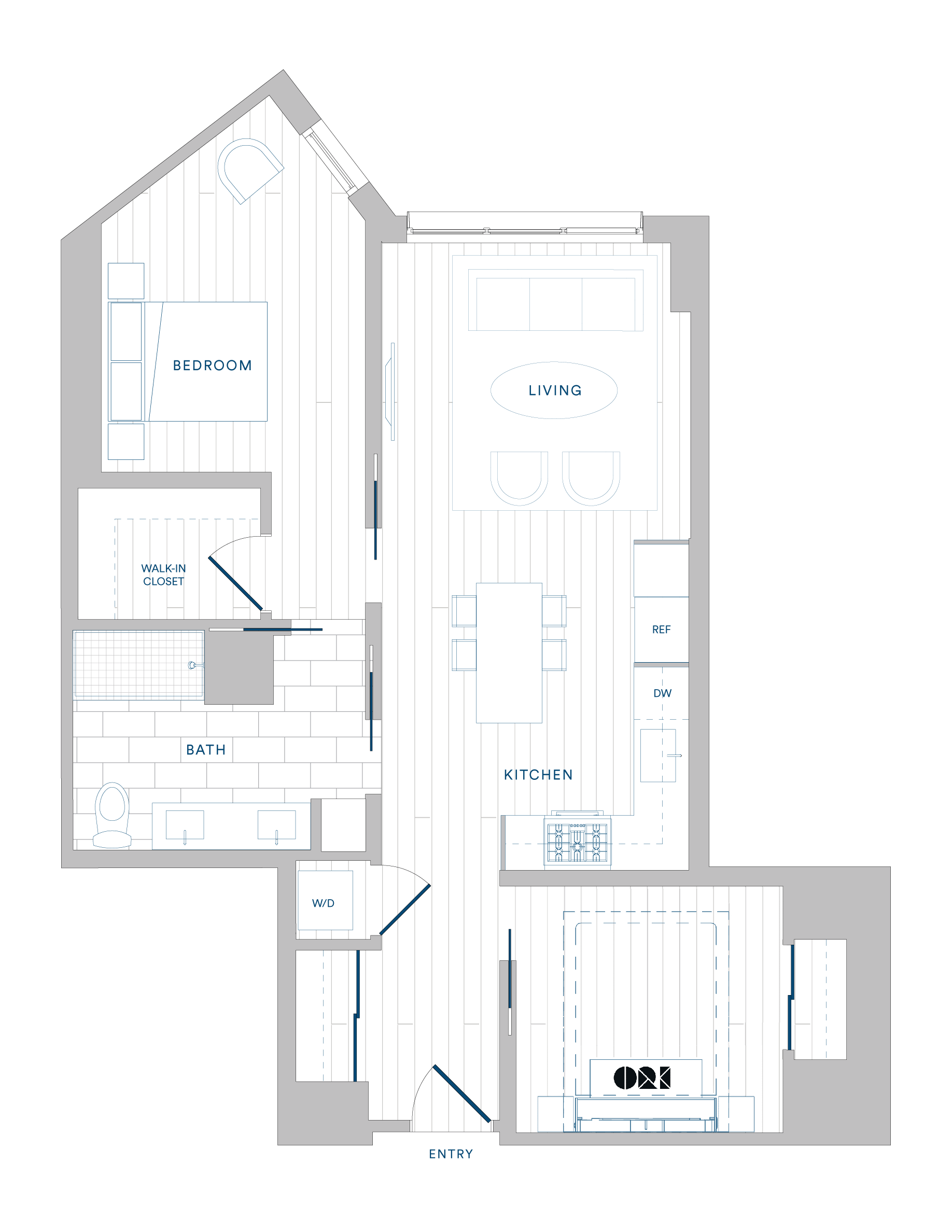 Floorplan for Apartment #1201, 2 bedroom unit at Margarite